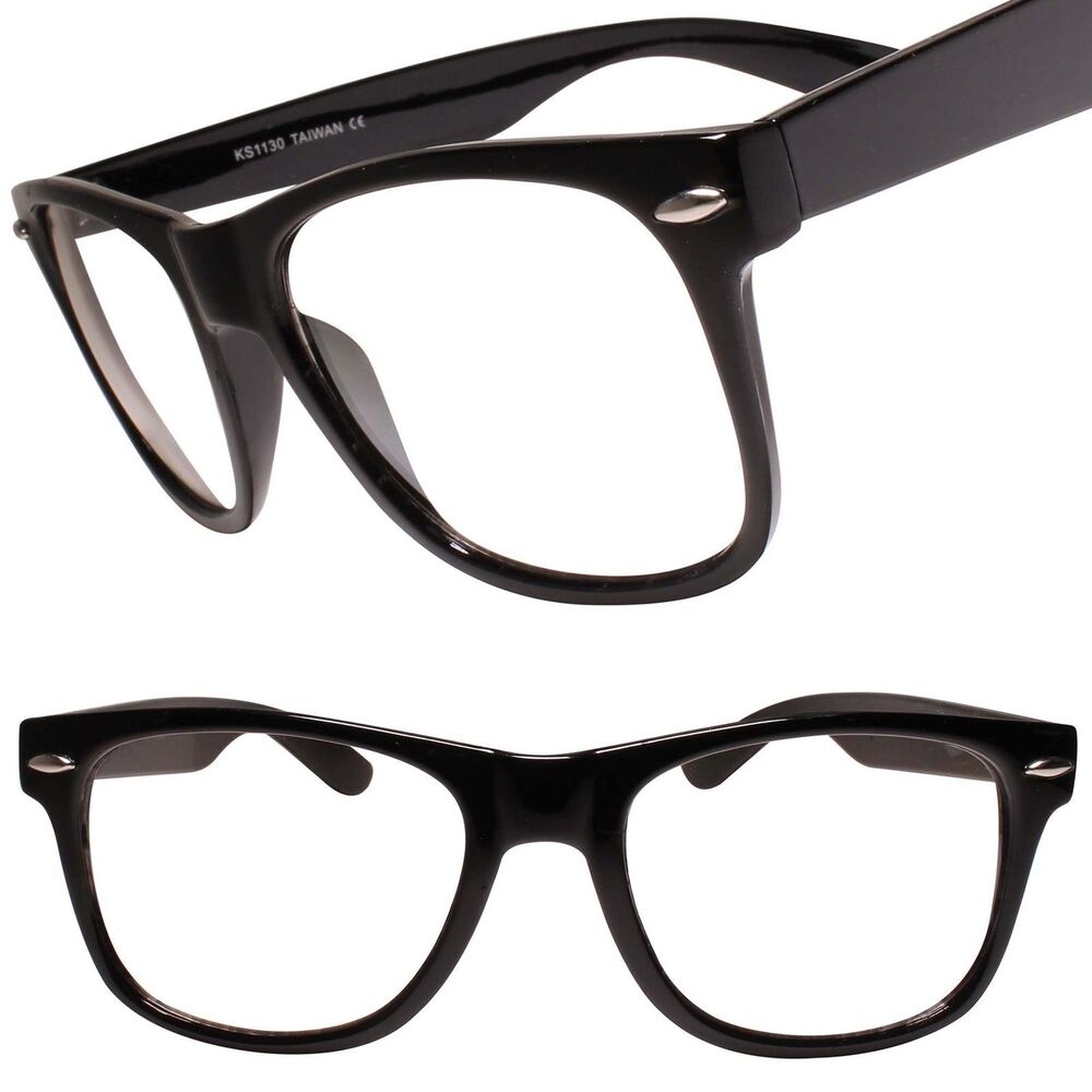 Classy 80s 90s Dapper Clubbing Horn Rimmed Black Clear Lens Glasses